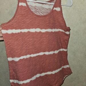 LOFT Red and White Striped Tank Top